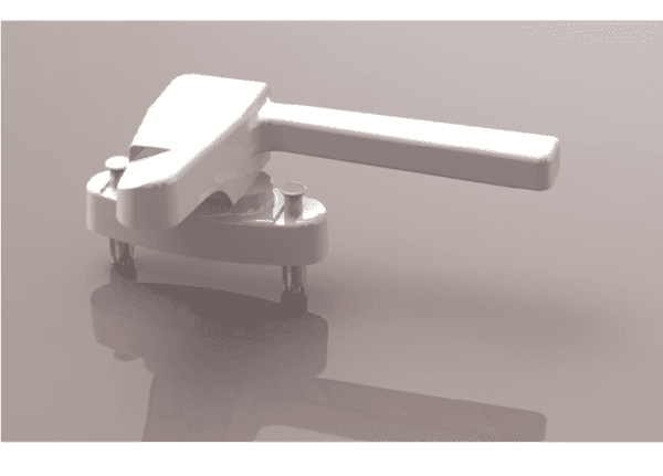 Hopper window handle assembled left hand