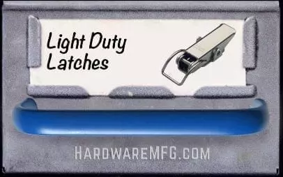 Image of a hardware parts drawer titled: Light Duty latches